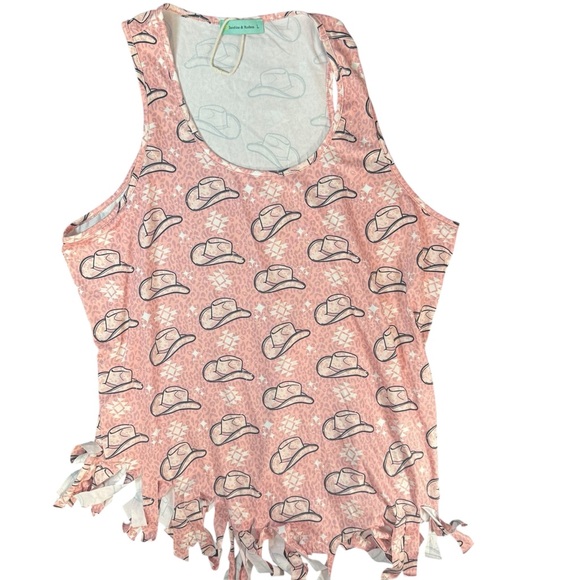 Cowgirl Spirit Pink Tank Top with Fringe (A266) - Picture 6 of 13